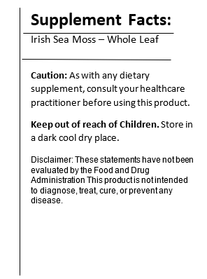 Whole Leaf Irish Moss Sea Moss 8 Oz | Raw Wildcrafted Superfood (Seamoss)