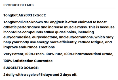 Tongkat Ali 200:1 Extract Capsules