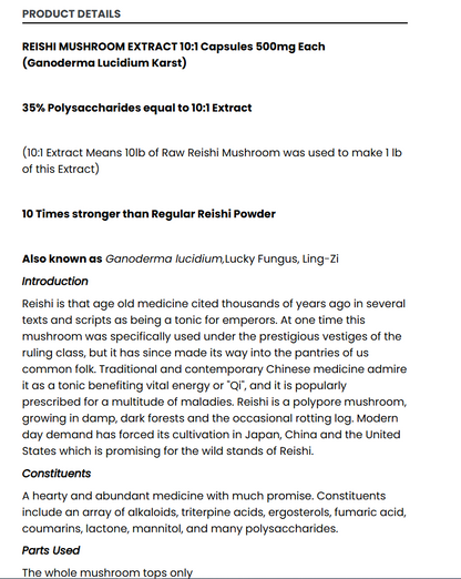 Reishi Mushroom Capsules